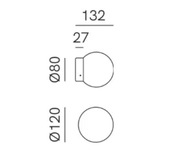 Applique ou plafonnier, Foam 292.02, laiton, IP44, Ø12cm, P13,2cm - Il Fanale