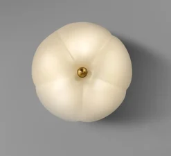 Applique ou plafonnier, Hana Flush Mount, blanc, laiton , Ø49cm, H25,6cm - Schwung