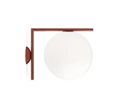 Applique ou plafonnier, IC Lights Wall 2 Outdoor, opalin et rouge burgundy, IP65,L30cm, H31,6cm - Flos