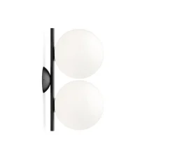 Applique ou plafonnier, IC Lights C/W1 Double, opalin et noir, L42cm, H20cm - Flos