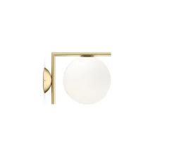 Applique ou plafonnier, IC Lights C/W1, opalin et laiton brossé, L21,6cm, H20cm - Flos