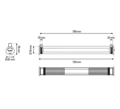 Applique ou plafonnier, In The Tube 360-700, maille dorée, IP65, LED, 2700K, 380lm, L72cm, H8,5cm - DCW éditions Paris