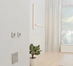 Applique ou plafonnier, Led28, bois, noyer, LED, dim, 3000K, 1300 lm, L120cm, H2,8cm - Tunto