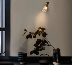 Applique ou plafonnier, Lei 564.41, laiton satiné, verre transparent, L7,1cm, H20cm - Tooy