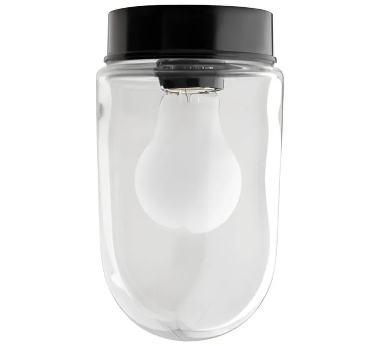 Applique ou plafonnier, light.059, avec glass004, noir, verre transparent, Ø9cm, H17cm - Zangra