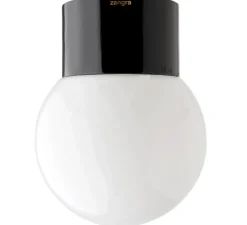 Applique ou plafonnier, light.005, avec glass003, noir, Ø12,5cm, H16cm - Zangra