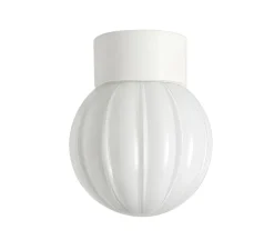 Applique ou plafonnier, Light.o.016, avec glass042, porcelaine blanche, verre opalin, P54, Ø15cm, H18,5cm - Zangra