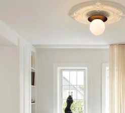 Applique ou plafonnier, Liila 1 Large, globe opalin, bronze, IP44, Ø25,5cm, H23cm - Nuura