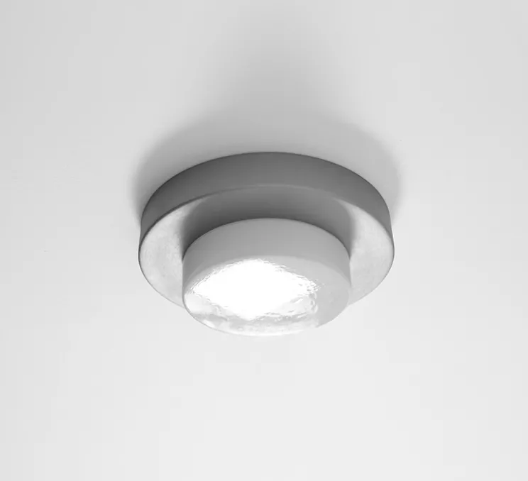 Applique ou plafonnier, Lia, argent et blanc, IP44, Ø30cm, H9,5cm - Eno Studio