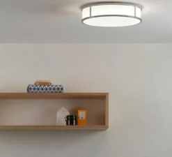 Applique ou plafonnier, Mashiko 400 Round, verre, opal, chrome poli, IP44, Ø40cm, H10cm - ASTRO