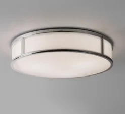 Applique ou plafonnier, Mashiko 400 Round, verre, opal, chrome poli, IP44, Ø40cm, H10cm - ASTRO