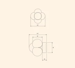 Applique ou plafonnier, Mimosa, blanc, chrome, Ø16,7cm, H14,7cm - Margaux Keller Collections