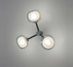 Applique ou plafonnier, NABILA-552.73, noir et chrome, verre fumé, Ø38cm, H14cm - Tooy