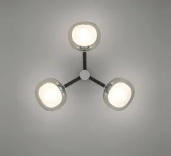 Applique ou plafonnier, NABILA-552.73, noir et chrome, verre fumé, Ø38cm, H14cm - Tooy