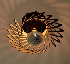 Applique ou plafonnier, Pianumayö, bois de bouleau noir, Ø31cm, H17cm - Piatoni