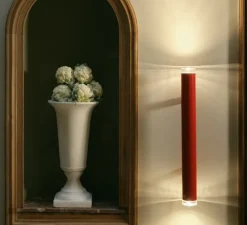 Applique ou plafonnier, Pyl, grande, rouge, IP44, LED, dim, 2700K, 1920 lm, L8cm, H75cm - Petite Friture