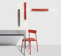 Applique ou plafonnier, Pyl, grande, rouge, IP44, LED, dim, 2700K, 1920 lm, L8cm, H75cm - Petite Friture