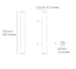 Applique ou plafonnier, Pyl, grande, acier, IP44, LED, dim, 2700K, 1920 lm, L8cm, H75cm - Petite Friture