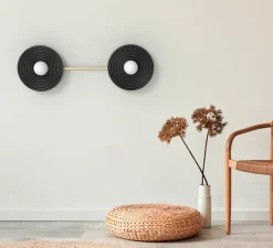 Applique ou plafonnier, Randa Duo, noir mat, L70cm, H10cm - Robin