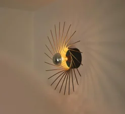 Applique ou plafonnier, Sanpedrö, bois de bouleau noir, Ø56cm, H13,5cm - Piatoni