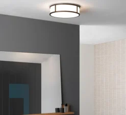 Applique ou plafonnier salle de bain, Mashiko 300 Round, blanc, bronze, IP44, Ø30cm, H9cm - Astro Lighting