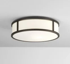 Applique ou plafonnier salle de bain, Mashiko 300 Round, blanc, bronze, IP44, Ø30cm, H9cm - Astro Lighting