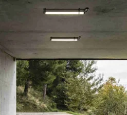 Applique ou plafonnier, Scuba, chrome, IP66, LED, 3000K, 3200lm, L60cm, H7cm - Faro