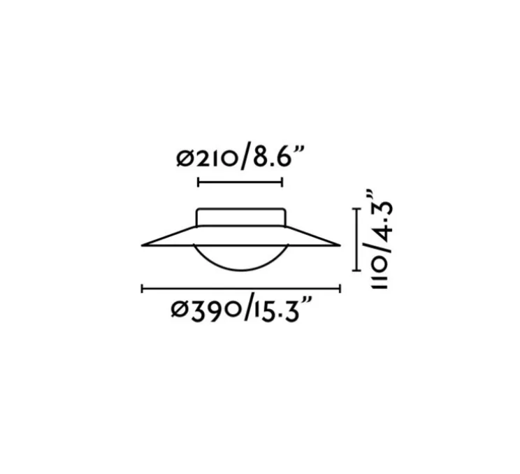 Applique ou plafonnier, Side 390, noir et cuivre, 3000K, 736lm, Ø39cm, H11cm - Faro