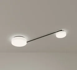Applique ou plafonnier, Spark Double, noir et blanc, LED, dim, 3000K, 2735 lm, L132,3cm, H63,5cm - LEDS C4