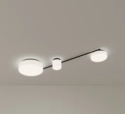 Applique ou plafonnier, Spark Triplex, noir et blanc, LED, dim, 3000K, 3159 lm, L132,3cm, H10,7cm - LEDS C4