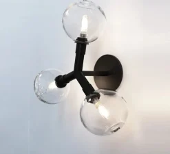 Applique ou plafonnier, Stem x3, Transparent, Noir oxydé, Ø11cm, H39cm - SkLO Studio