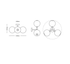 Applique ou plafonnier, Stem x3, Blanc, Laiton brossé, Ø18cm, H54cm - SkLO Studio