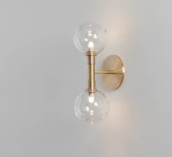 Applique ou plafonnier, Stem x2, Transparent, Laiton brossé, Ø11cm, H33cm - SkLO Studio