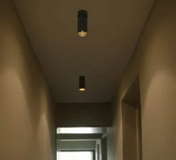 Applique ou plafonnier, Stan, noir, GU10, orientable, Ø6cm, H15cm - Faro