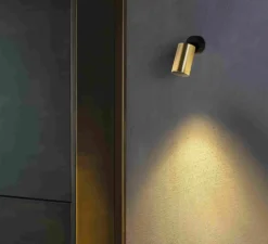 Applique ou plafonnier, Stan, or et noir, GU10, orientable, Ø6cm, H15cm - Faro