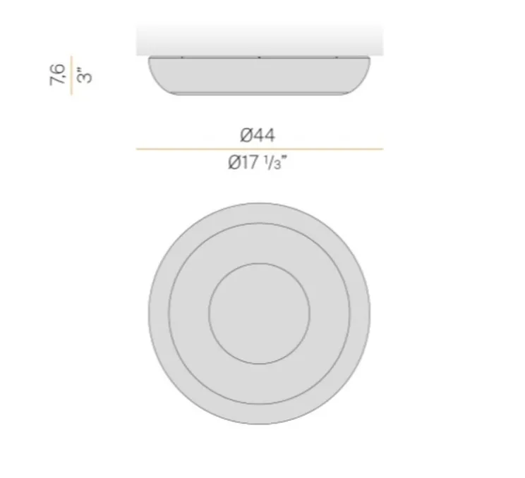 Applique ou plafonnier, Superbold 44, champagne, IP40, LED, dim, 2700K, 1414 lm, Ø44cm, H7,6cm - Panzeri