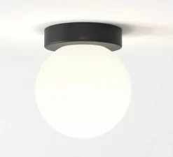 Applique ou plafonnier, Tacoma Surface, noir mat, abat-jour Tacoma Glass opalin, IP44, Ø13,5cm, P15,4cm - Astro