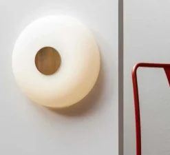 Applique ou plafonnier, Tropico Media, blanc, or glossy, dim, LED, 3000K, 3000lm, Ø36cm, H9,6cm - Fontana Arte