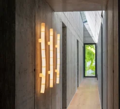 Applique ou plafonnier, Tratti 566.42, nylon naturel, nickel opaque, IP40, LED, dim, 2700K, 950 lm, L6cm, H96cm - Tooy