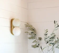 Applique ou plafonnier, Twin 2.0, Blanc, laiton brossé, L15cm, H28cm - SkLO Studio