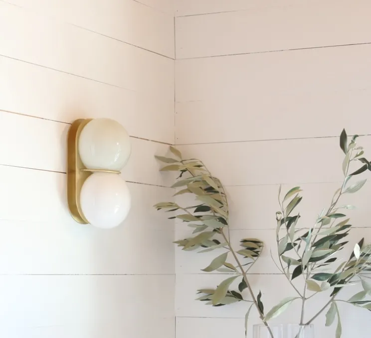 Applique ou plafonnier, Twin 2.0, Blanc, laiton brossé, L15cm, H28cm - SkLO Studio