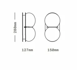 Applique ou plafonnier, Twin 2.0, Blanc, laiton brossé, L15cm, H28cm - SkLO Studio