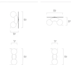 Applique ou plafonnier, Vine celling wall, Midnight chrome, LED, 3000K, lm, L15cm, H42cm - A-N-D