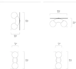 Applique ou plafonnier, Vine celling wall, chrome, LED, 3000K, lm, L15cm, H42cm - A-N-D