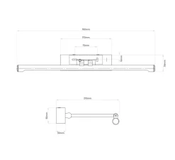 Applique pour tableaux, Goya 460 Led, nickel brossé, LED, dim, 2700k, 821 lm, L46cm, H5,6cm - Astro