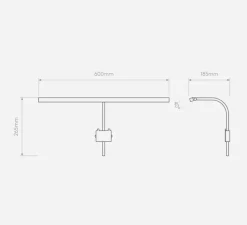 Applique pour tableaux, Mondrian 600 montée sur cadre, noir mat, LED, dim, 2700K, 214 lm, L60cm, H26,5cm - Astro