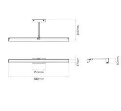 Applique pour tableaux, Renoir 680, bronze, LED, 2700K, 367lm, L68cm, H6cm - Astro