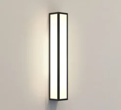 Applique, salle de bain ou extérieur, Salerno classic 520, noir texturé, IP44, Ø8cm, H52cm - Astro