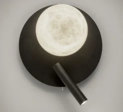 Applique, Tribeca avec bras de lecture, albâtre, noir, LED, 2700K, 270lm, Ø20cm, H25cm - Alma light