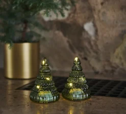 Arbre de Noël, Lumineux, Lucy SET 2 pièces, vert, LED, Ø6,5cm, H9cm - Sirius